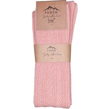 Fonem Kadın Diz Üstü Yünlü Çorap Fo 8015 Pembe