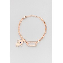 So CHIC Fatma Ana Eli 18 Ayar Beyaz Altın Kaplama 20 cm Gümüş Zincir Bileklik