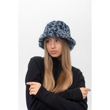 Saria Moda Leopar Desen Peluş Bucket Şapka