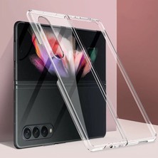 Dexmon Galaxy Z Fold 4 Kılıf Şeffaf Cam ve Metal Görünümlü Ultra Ince Katlanabilen Fit Tasarım