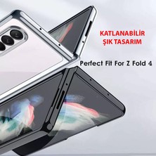 Dexmon Galaxy Z Fold 4 Kılıf Şeffaf Cam ve Metal Görünümlü Ultra Ince Katlanabilen Fit Tasarım