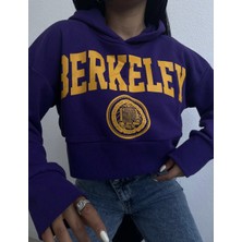 Pubblica Kadın Berkeley Baskılı Crop Mor Sweatshirt