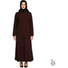Likapa Bordo Siyah Önden Fermuarlı Tesettür Şık Üst Giyim