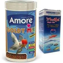 Amore Goldy Mix Granules Kutu Japon Balık Yemi ve Vitamini 250 ml