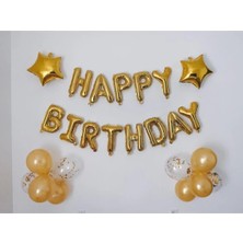 Çıtı Pıtı Store Doğum Günü Balon Seti +Happy Birthday Harf Balon +Yıldız Folyo Balon + Konfeti Balon + Lateks Balon