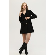 Feminist Siyah Astarlı Düğme Kapamalı Blazer Ceket 0105123.01