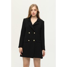 Feminist Siyah Astarlı Düğme Kapamalı Blazer Ceket 0105123.01