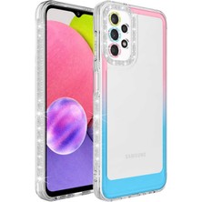 MTK Moveteck Samsung Galaxy A32 4g Kılıf Kamera Lens Korumalı Parlak Simli ve Renkli Arkası Şeffaf Kapak