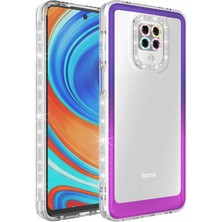 MTK Moveteck Xiaomi Redmi Note 9 Pro Kılıf Kamera Lens Korumalı Parlak Simli ve Renkli Arkası Şeffaf Kapak