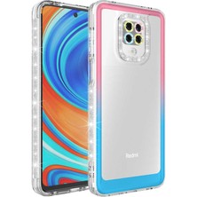 MTK Moveteck Xiaomi Redmi Note 9 Pro Kılıf Kamera Lens Korumalı Parlak Simli ve Renkli Arkası Şeffaf Kapak