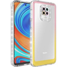 MTK Moveteck Xiaomi Redmi Note 9 Pro Kılıf Kamera Lens Korumalı Parlak Simli ve Renkli Arkası Şeffaf Kapak