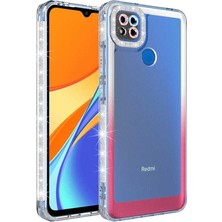 MTK Moveteck Xiaomi Redmi 9c Kılıf Kamera Lens Korumalı Parlak Simli ve Renkli Arkası Şeffaf Silikon Kapak