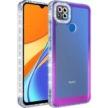 MTK Moveteck Xiaomi Redmi 9c Kılıf Kamera Lens Korumalı Parlak Simli ve Renkli Arkası Şeffaf Silikon Kapak