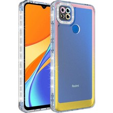 MTK Moveteck Xiaomi Redmi 9c Kılıf Kamera Lens Korumalı Parlak Simli ve Renkli Arkası Şeffaf Silikon Kapak