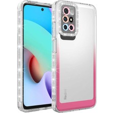 MTK Moveteck Xiaomi Redmi 10  Kılıf Kamera Lens Korumalı Parlak Simli ve Renkli Arkası Şeffaf Silikon Kapak