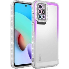 MTK Moveteck Xiaomi Redmi 10  Kılıf Kamera Lens Korumalı Parlak Simli ve Renkli Arkası Şeffaf Silikon Kapak