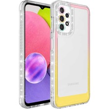 MTK Moveteck Samsung Galaxy A23 Kılıf Kamera Lens Korumalı Parlak Simli ve Renkli Arkası Şeffaf Kapak