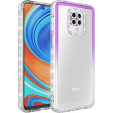 MTK Moveteck Xiaomi Redmi Note 9s Kılıf Kamera Lens Korumalı Parlak Simli ve Renkli Arkası Şeffaf Kapak