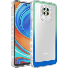 MTK Moveteck Xiaomi Redmi Note 9s Kılıf Kamera Lens Korumalı Parlak Simli ve Renkli Arkası Şeffaf Kapak