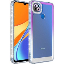 MTK Moveteck Xiaomi Redmi 9c Kılıf Kamera Lens Korumalı Parlak Simli ve Renkli Arkası Şeffaf Silikon Kapak