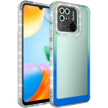 MTK Moveteck Xiaomi Poco C40  Kılıf Kamera Lens Korumalı Parlak Simli ve Renkli Arkası Şeffaf Silikon Kapak