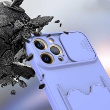 Kip GSM Apple iPhone 12 Pro Max Kılıf ​sürgülü Kamera Korumalı Kartlık Bölmeli Silikon Kapak