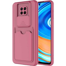 Kip GSM Xiaomi Redmi Note 9 Pro Kılıf ​sürgülü Kamera Korumalı Kartlık Bölmeli Silikon Kapak