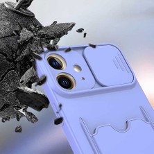 Kip GSM Apple iPhone 12 Kılıf ​sürgülü Kamera Korumalı Kartlık Bölmeli Silikon Kapak