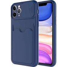 Kip GSM Apple iPhone 11 Pro Max Kılıf ​sürgülü Kamera Korumalı Kartlık Bölmeli Silikon Kapak