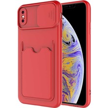 Kip GSM Apple iPhone Xs Max 6.5 Kılıf ​sürgülü Kamera Korumalı Kartlık Bölmeli Silikon Kapak