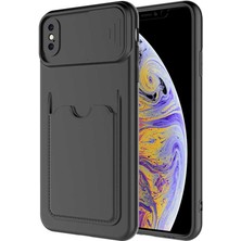 Kip GSM Apple iPhone Xs Max 6.5 Kılıf ​sürgülü Kamera Korumalı Kartlık Bölmeli Silikon Kapak