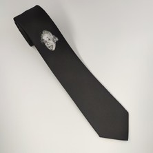 Tedz Collection Siyah Albert Einstein Baskılı Kravat