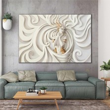 SML Tablo Altın Takılı Mermer Kadın Kabartma 3D Kanvas Tablo