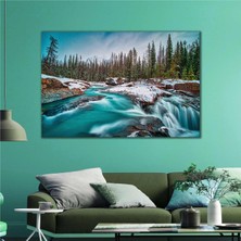 SML Tablo Şelale Kış Manzara Doğa Orman Kanvas Tablo
