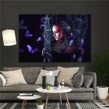 SML Tablo İnci Makyajlı Kelebek Kadın Model Dekorasyon Modern Woman Kanvas Tablo