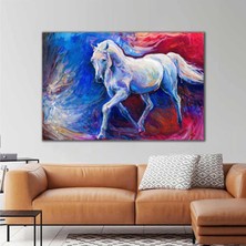 SML Tablo Yağlı Boya Efektli Beyaz At Soyut Kanvas Tablo