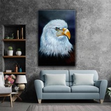 SML Tablo Yağlı Boya Efektli Kartal Kafası Hayvan Doğa Manzara Kanvas Tablo