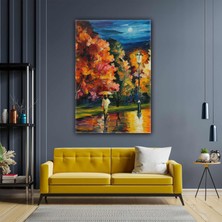 SML Tablo Soyut Yağmur Altında Yürüyen Şemsiyeli Kadın Kanvas Tablo