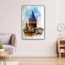 SML Tablo İstanbul Galata Kulesi Yağlı Boya Efekt Kanvas Tablo