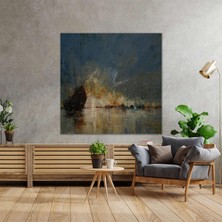 SML Tablo Denizdeki Yelkenli Gemiler Uçan Kuşlar Doğa Sahil Deniz Dekor Yağlı Boya Efektli Kanvas Tablo