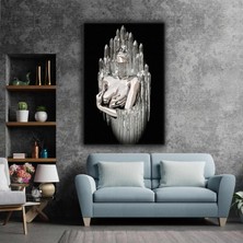 SML Tablo 3D Metal Görünümlü Kadın Zincir Gerdanlık Kanvas Tablo