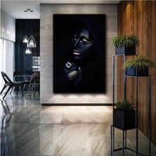 SML Tablo Altın Takılı Afrikalı Kadın Gold Makyaj African Woman Kanvas Tablo