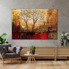 SML Tablo Soyut Ağaç Mazara Gün Batımı Dekor Kanvas Tablo