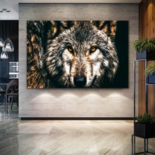 SML Tablo Yağlı Boya Efektli Vahşi Kurt Asalet Hayvan Kanvas Tablo