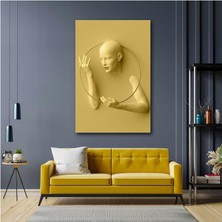 SML Tablo Altın Çember Tutmuş Kadın Heykel Gold Dekor Kanvas Tablo