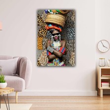 SML Tablo Afrikalı Siyahi Model Etnik Geleneksel Kıyafet African Woman Kanvas Tablo