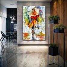 SML Tablo Soyut Şemsiye Altında Öpüşen Çift Aşk Love Art Dekor Kanvas Tablo