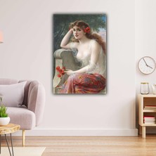 SML Tablo Yağlı Boya Efektli Nü Kadın Bahçedeki Kadın Kanvas Tablo