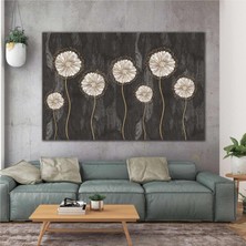 SML Tablo Altın Dallı Porselen Çiçek Doğa Manzara Dekorasyon Modern Kanvas Tablo