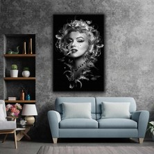 SML Tablo Marilyn Monroe Sigara Kelebek Kadın Yağlı Boya Efektli Kanvas Tablo